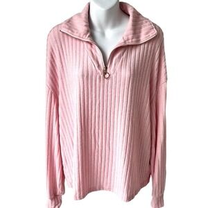 Pale Pink Sweater Women's Large Dusty Rose Velvety Long‎ Sleeve Romantic Winter